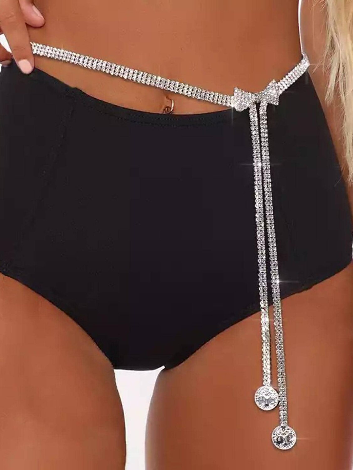 

Поясная цепочка со стразами, серебряный