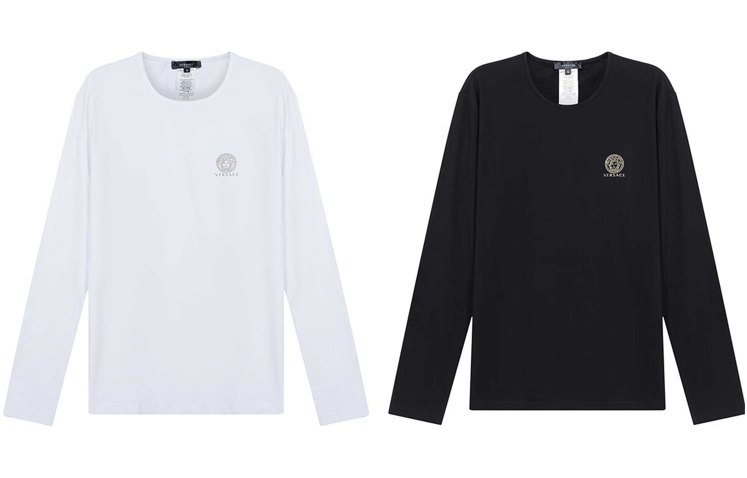 Двухкомплектные футболки с длинными рукавами VERSACE, 2 шт (черный+белый) — фото 2