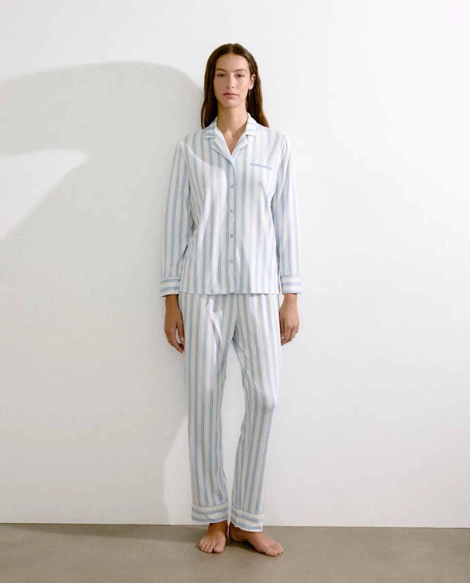 

Женская полосатая пижама с рубашкой Énfasis, светло-голубой