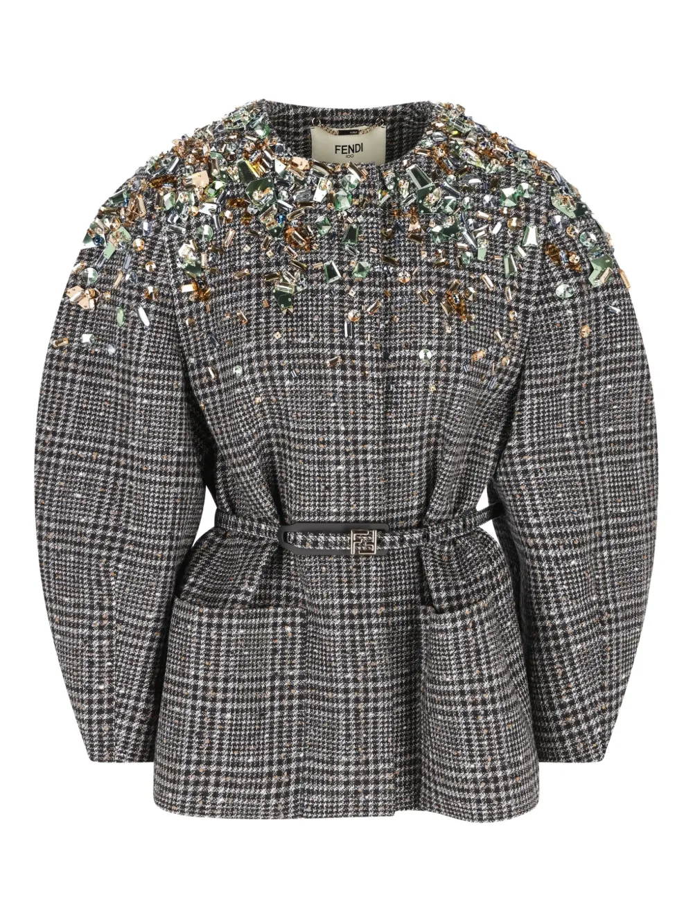 

Пиджак, украшенный кристаллами FENDI, серый