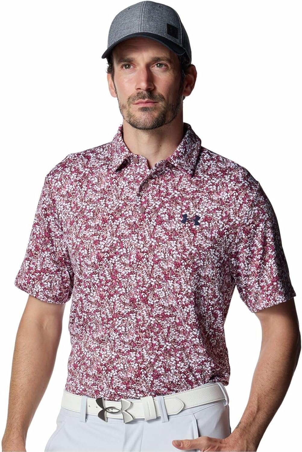 

Мужская поло-рубашка для гольфа UNDER ARMOUR UA Playoffs 3.0 с принтом Bridgestone Golf, розовый/темно-бордовый/темно-синий