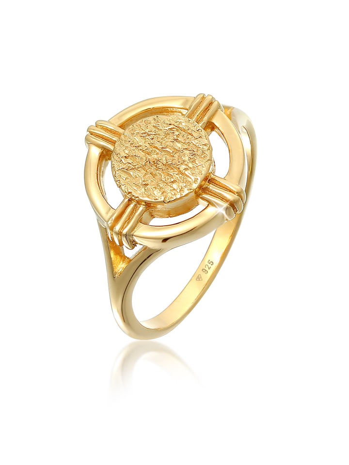 

Elli Кольцо-печатка из серебра 925 пробы с золотым покрытием