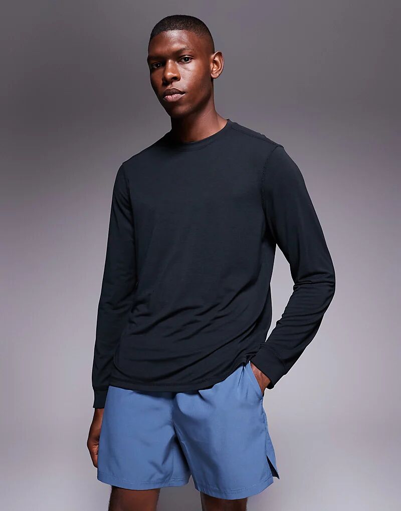 

4505 быстросохнущая спортивная майка с длинным рукавом черного цвета