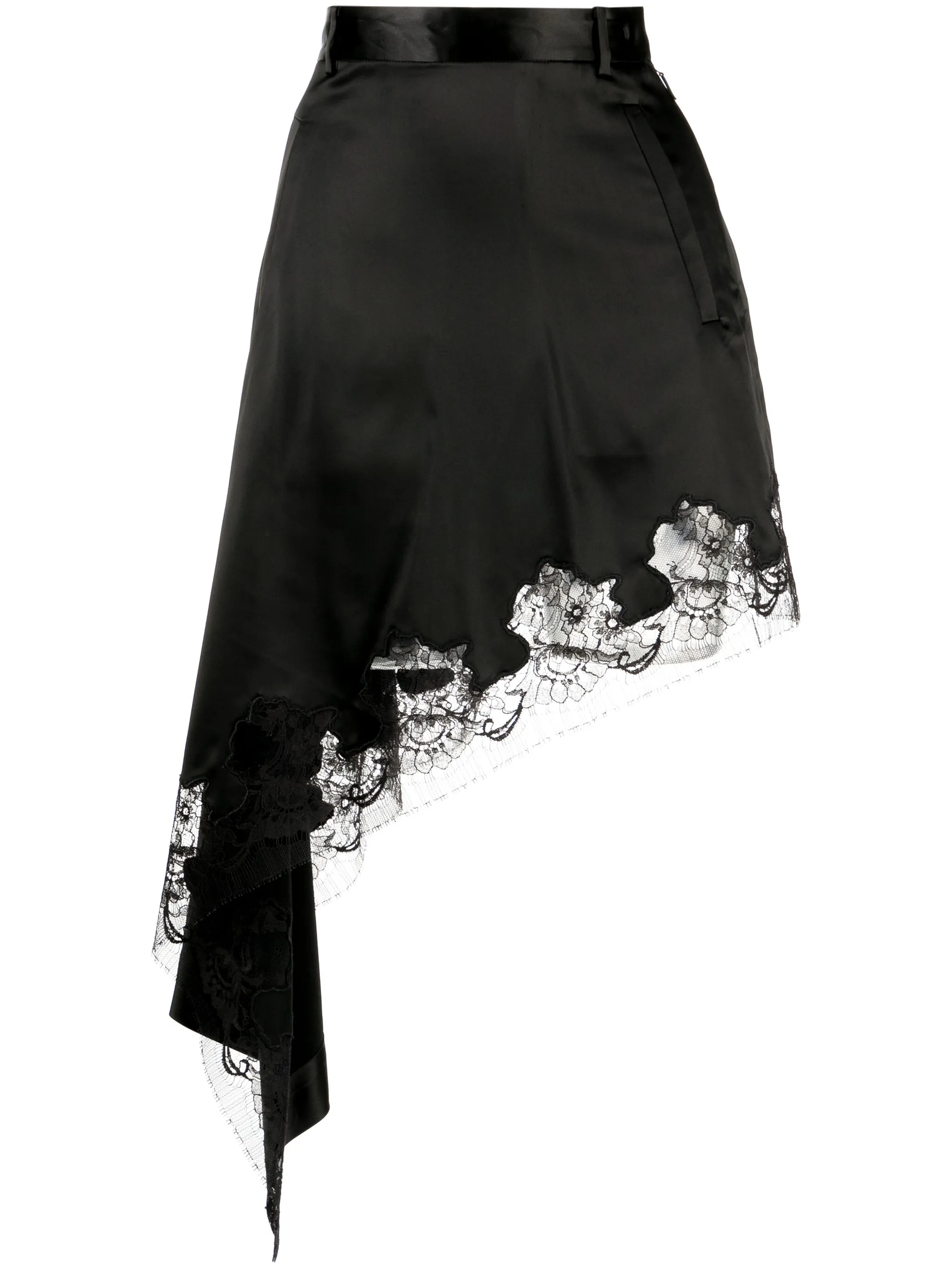 

Юбка миди асимметричного кроя с кружевом Jnby, черный