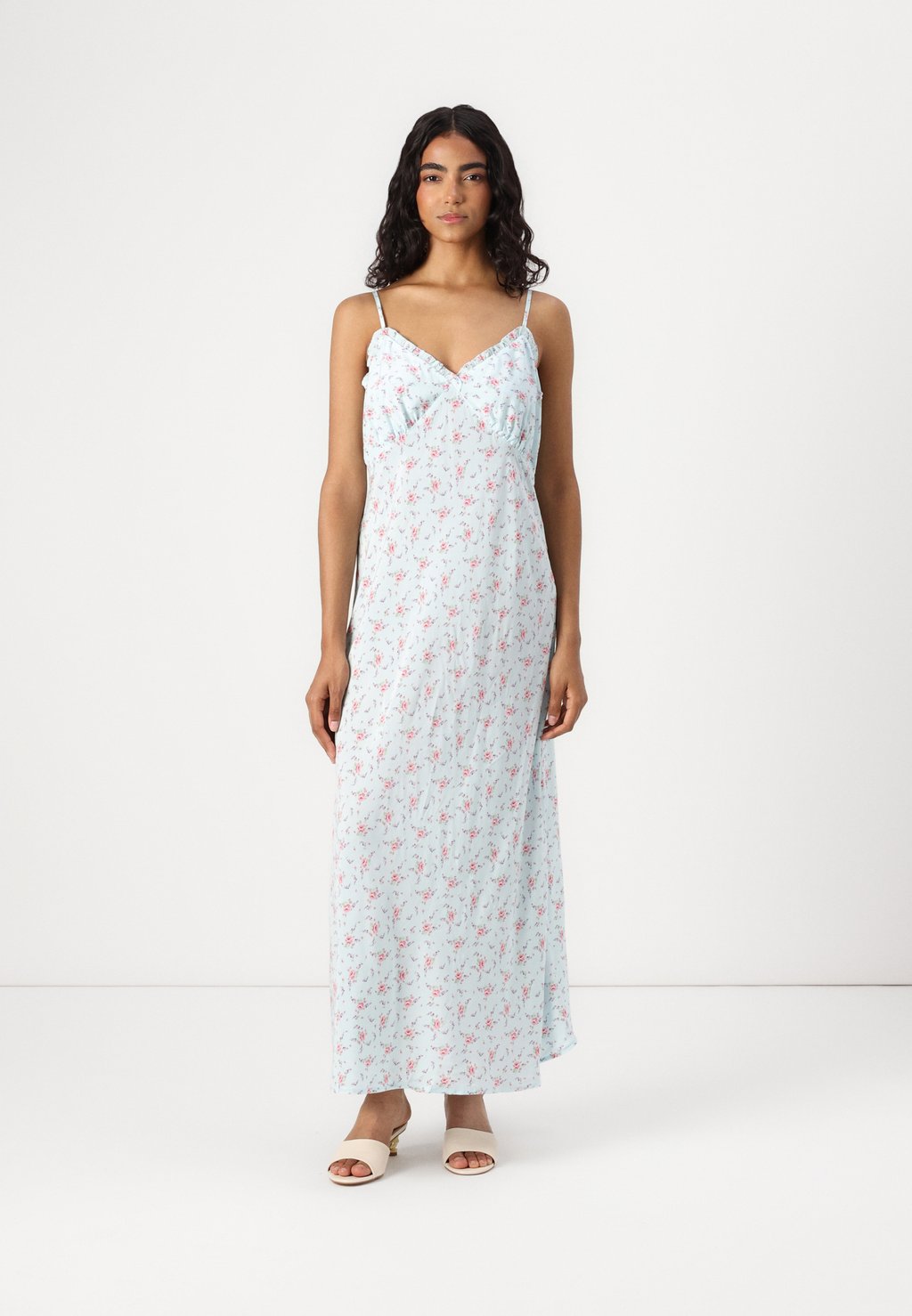 

Платье макси RUFFLE TRIM SLIP MAXI DRESS GAP, зеленый
