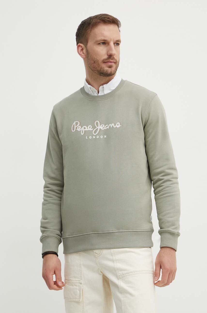 

Хлопковая толстовка Pepe Jeans SAUL CREW, зеленый