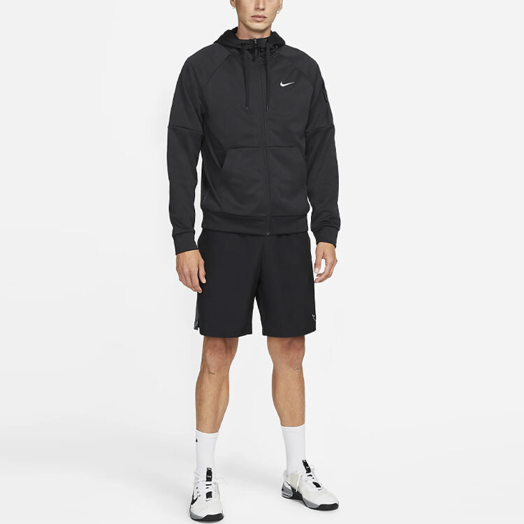 Толстовка Nike Therma-FIT Full-Zip Fitness, черный/белый — фото 3