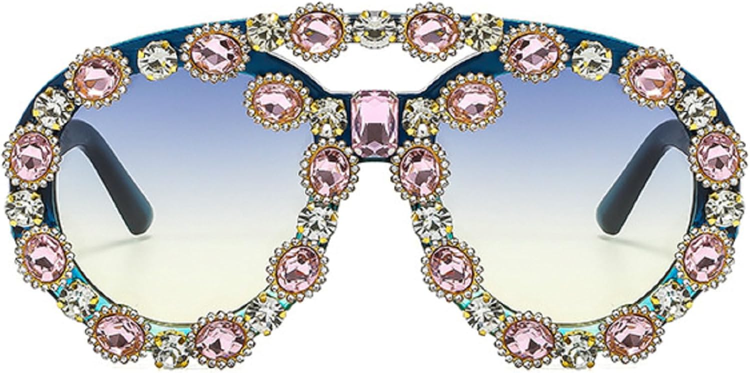 

Большие квадратные солнцезащитные очки со стразами для женщин и мужчин, винтажные круглые солнцезащитные очки в стиле 70-х с бриллиантами, ретро, ​​массивные очки mincl, Pink