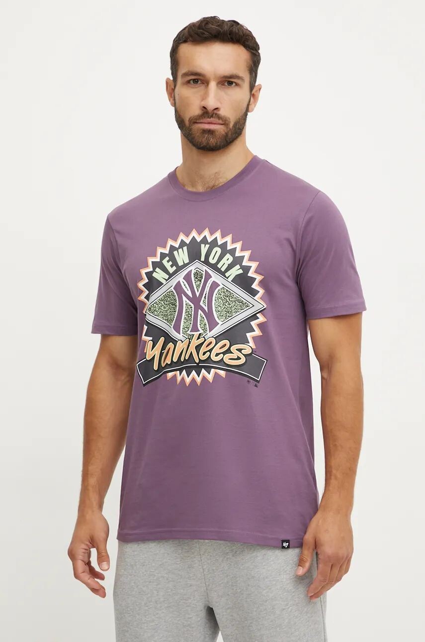 

Хлопковая футболка бренда 47 MLB New York Yankees 47 Brand, фиолетовый