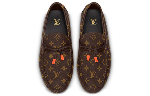 Кроссовки lv driver moccasin shoes 'brown monogram with orange' Louis Vuitton, коричневый — фото 2