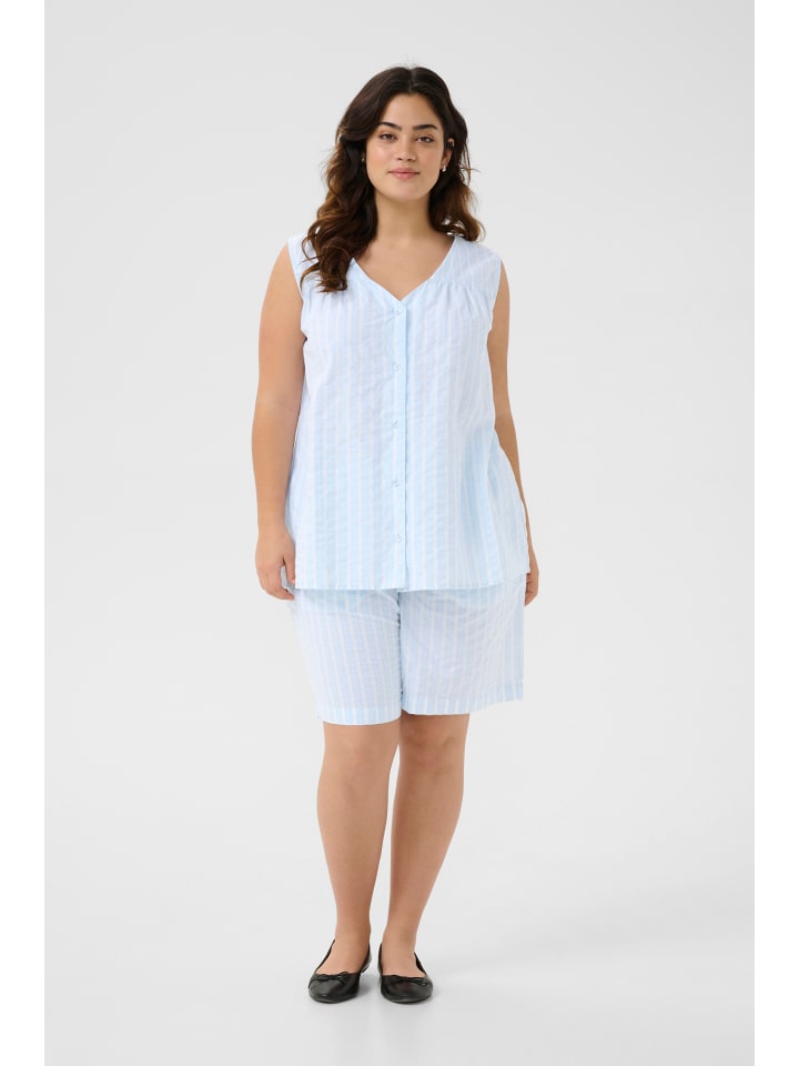 

Блузка без рукавов KCsira, классический крой, в сине-белую полоску KAFFE curve