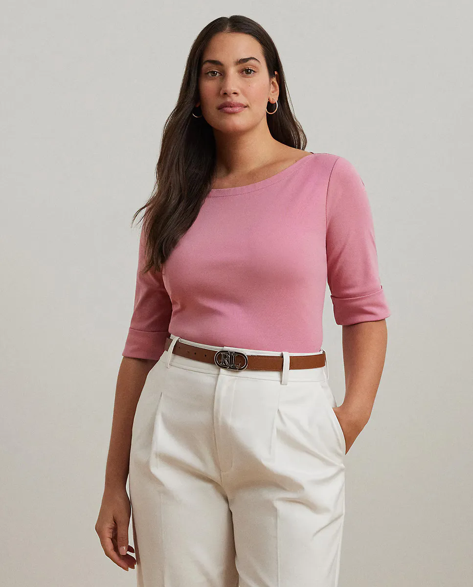 

Женская базовая футболка большого размера Lauren Ralph Lauren, цвет Rosa