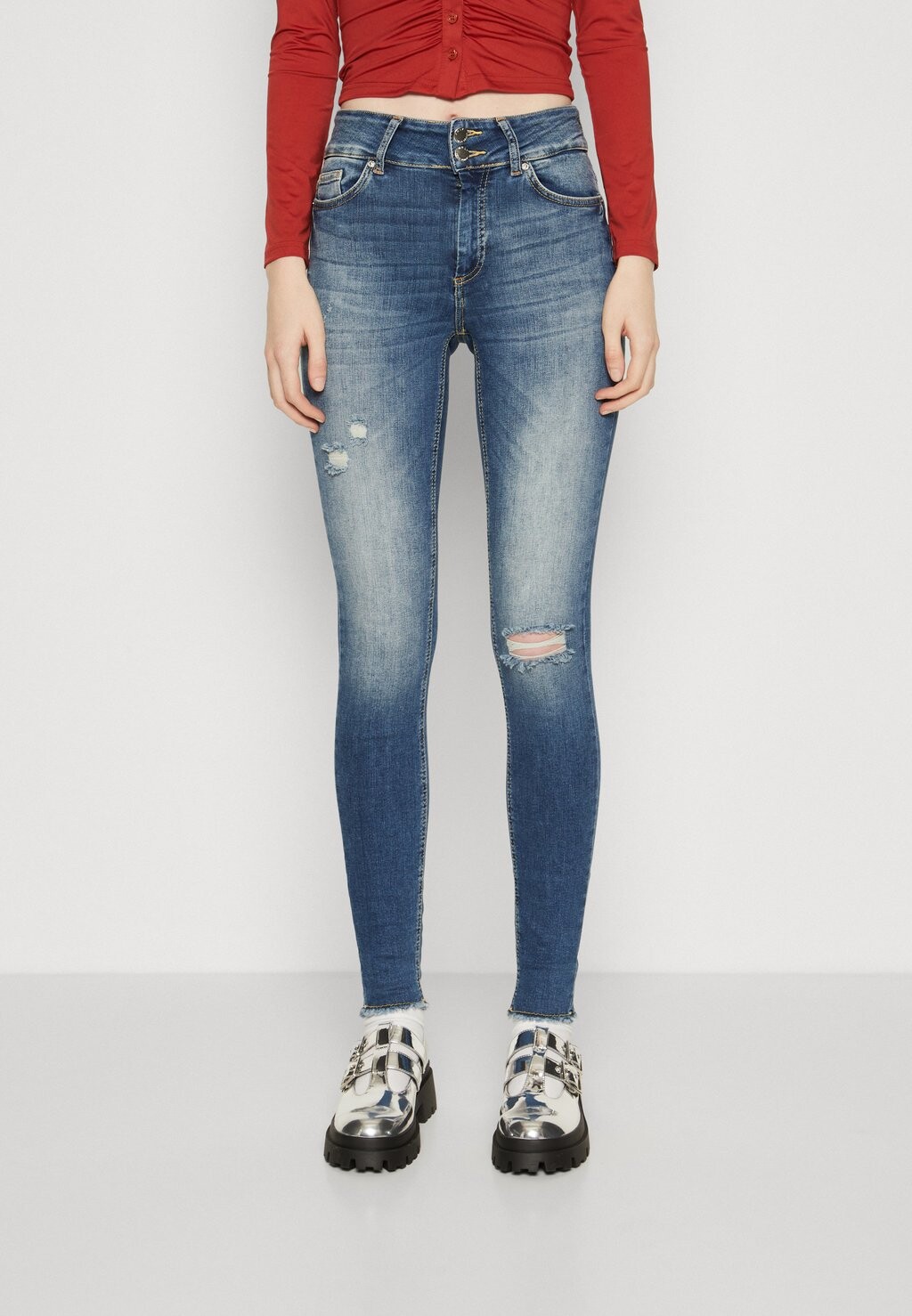 

Джинсы Skinny Fit Onlblush Destroy ONLY Tall, цвет medium blue denim