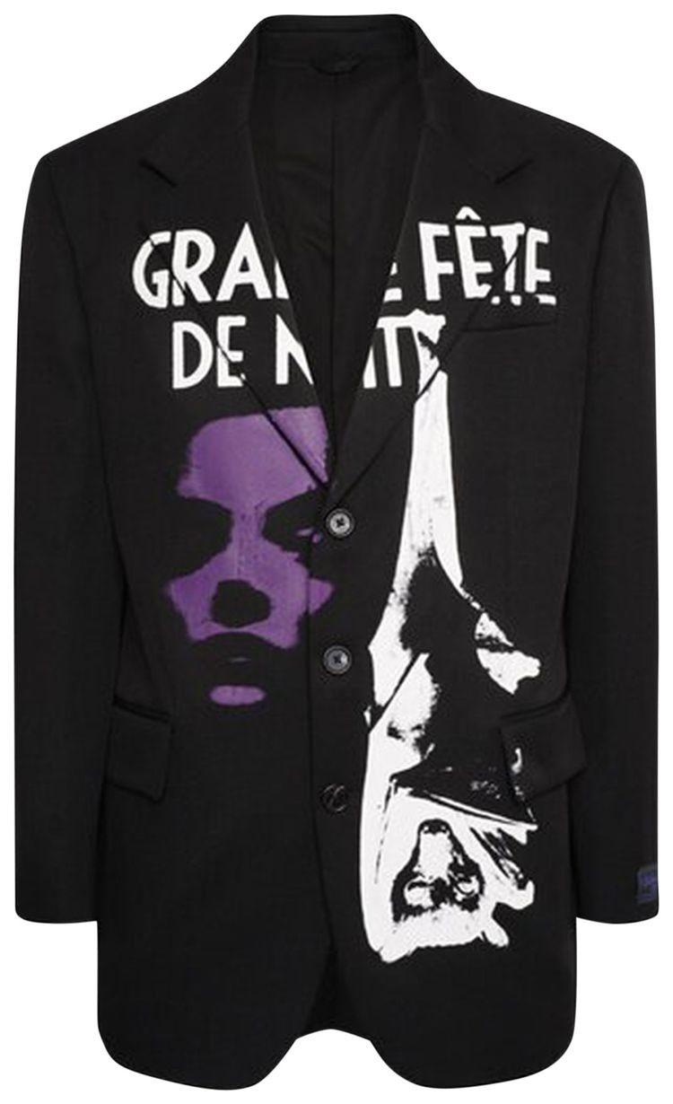 

Raf Simons Пиджак оверсайз от Рафа Симонса с однородными карманами и принтом «Черный»