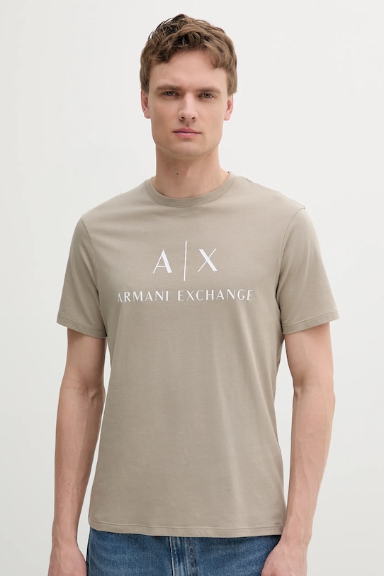 

Хлопковая футболка Armani Exchange, бежевый