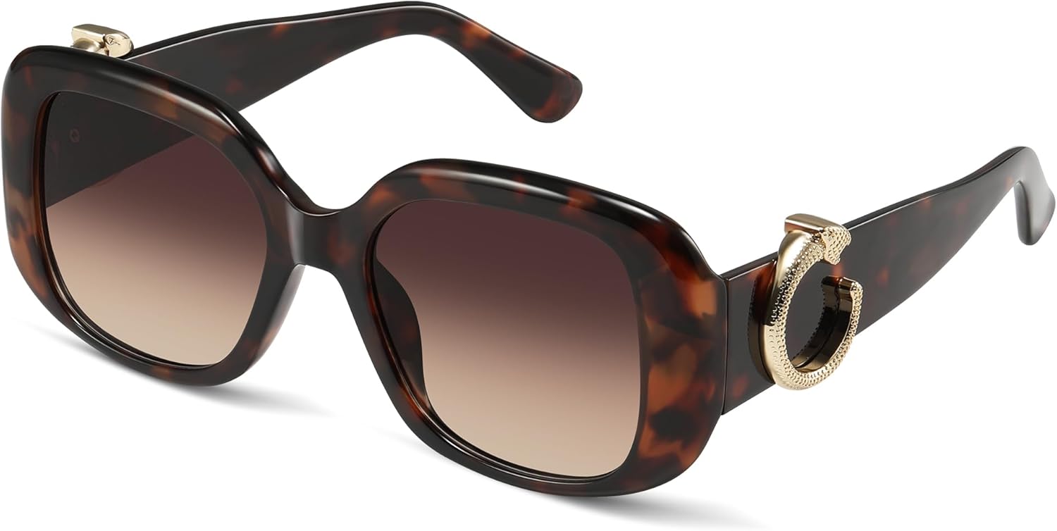 

Винтажные квадратные солнцезащитные очки большого размера для женщин и мужчин, ретро-стиль, дизайнерские очки с защитой от УФ-излучения Foliful, A03-tortoise/Gradient Brown Lens