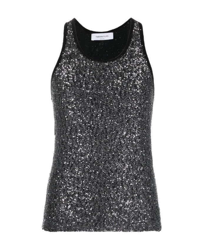 

Черный топ с пайетками Fabiana Filippi, черный