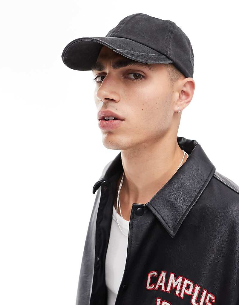 

Черная мягкая кепка с козырьком ASOS DESIGN