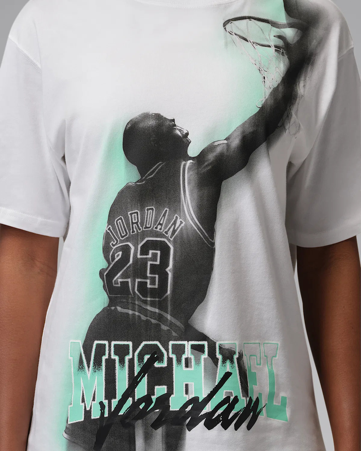 Женская футболка Dri-FIT с принтом Jordan Sport Heritage, White/Green Glow — фото 4