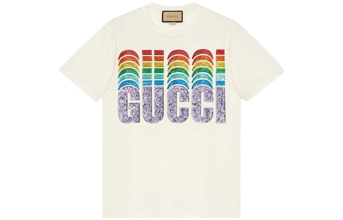 

Футболка женская Gucci Sequin-embellished, бежевый