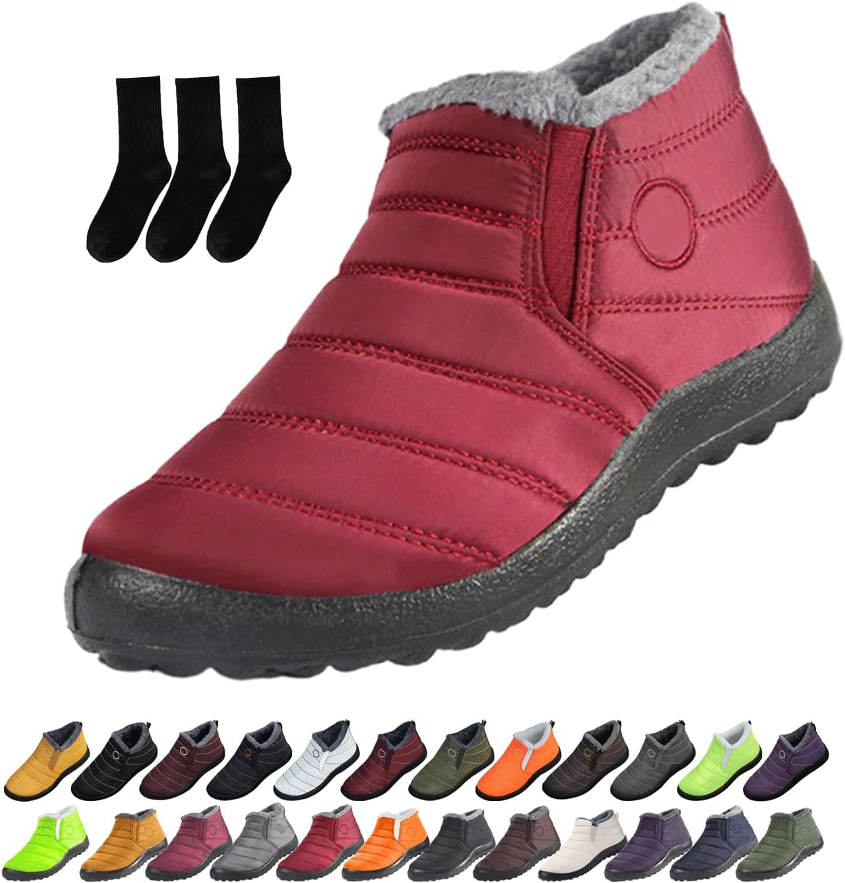 

Женские и мужские снежные ботинки, утепленные ботильоны для снега, удобные легкие кроссовки, теплая и комфортная обувь на зиму Generic, красный