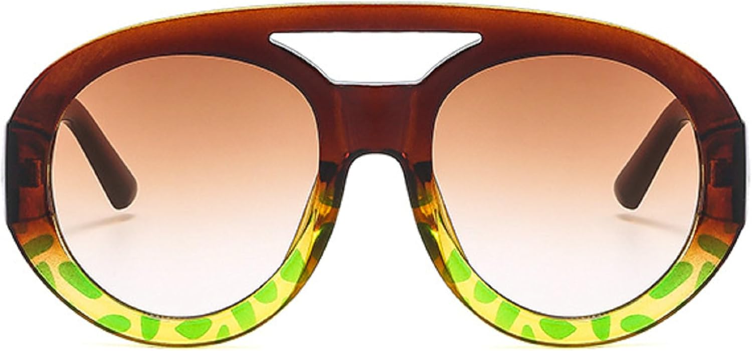 

Винтажные круглые солнцезащитные очки с двойным оправой для женщин, модные солнцезащитные очки с градиентным переходом цвета, сексуальные очки для вечеринок mincl, Brown&green