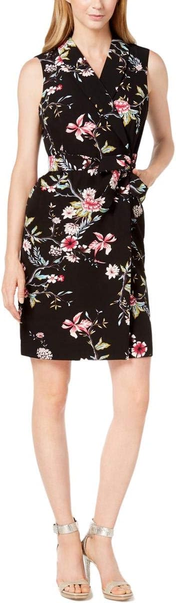 

Женское платье-футляр Calvin Klein Petite без рукавов с воротником и поясом, Black/Multi