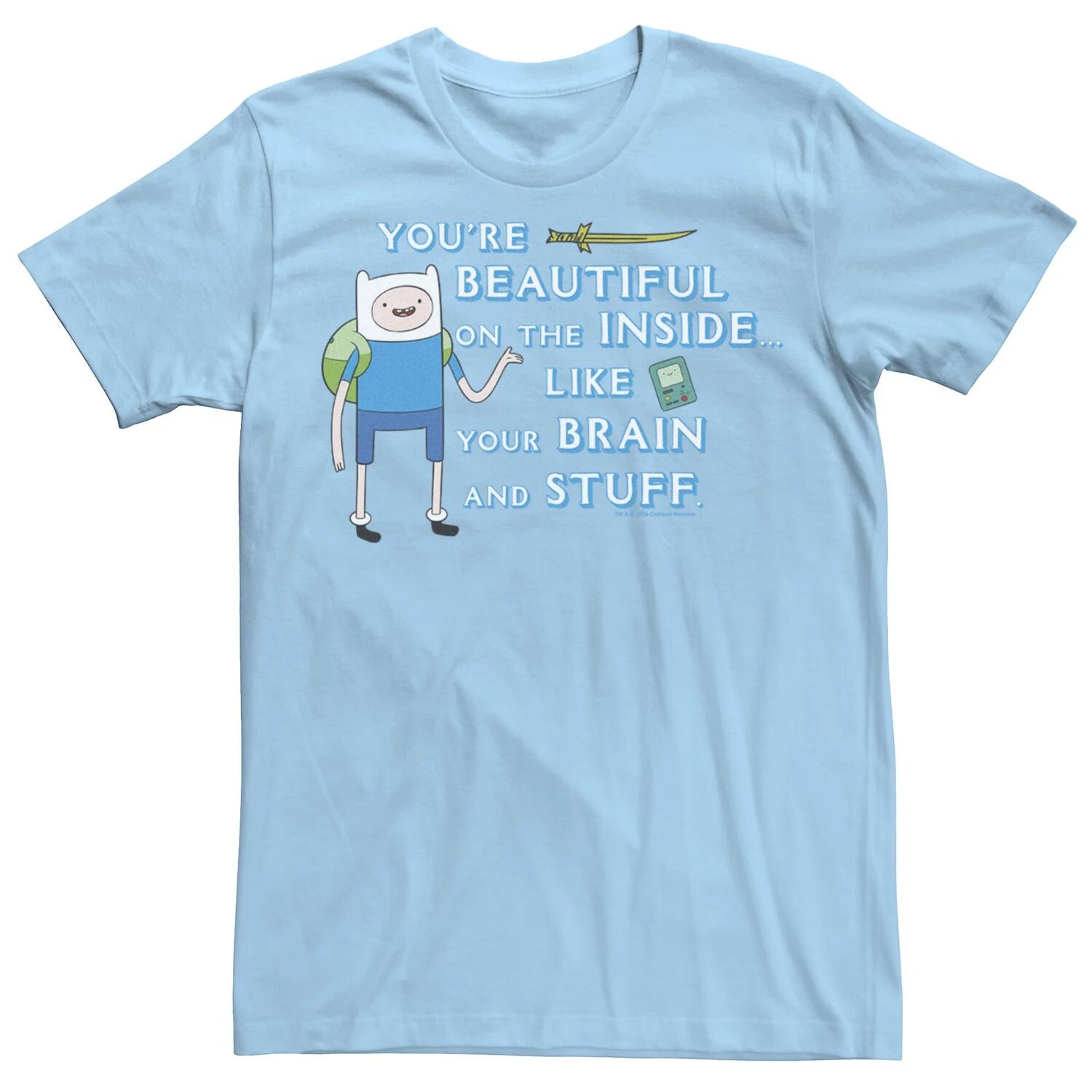 

Мужская футболка Cartoon Network Adventure Time Finn You're Beautiful Inside с портретом Licensed Character, светло-синий
