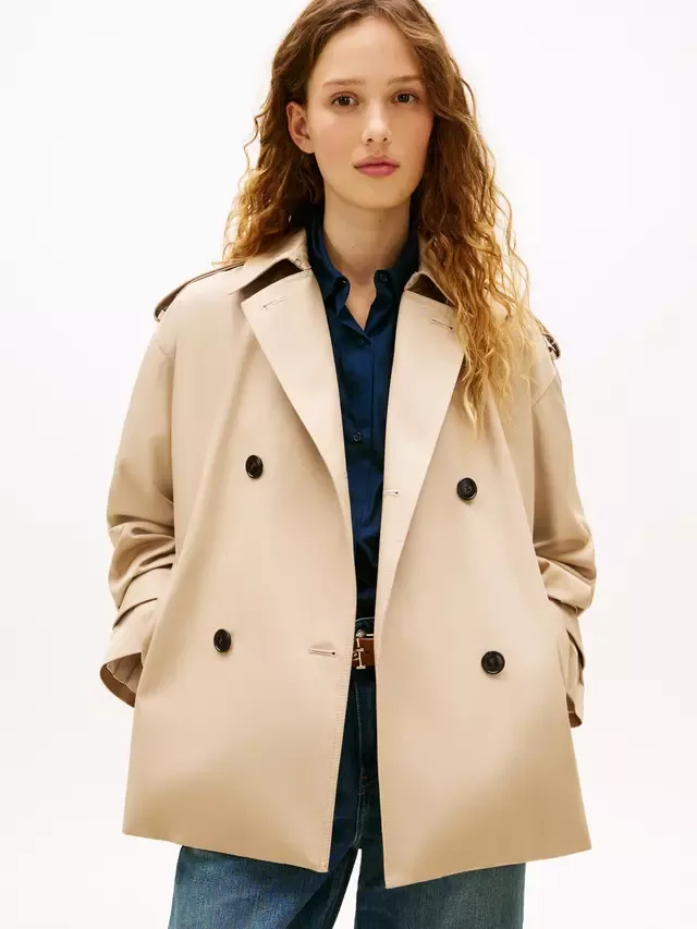 Водоотталкивающая короткая куртка-тренч, бежевая Tommy Hilfiger