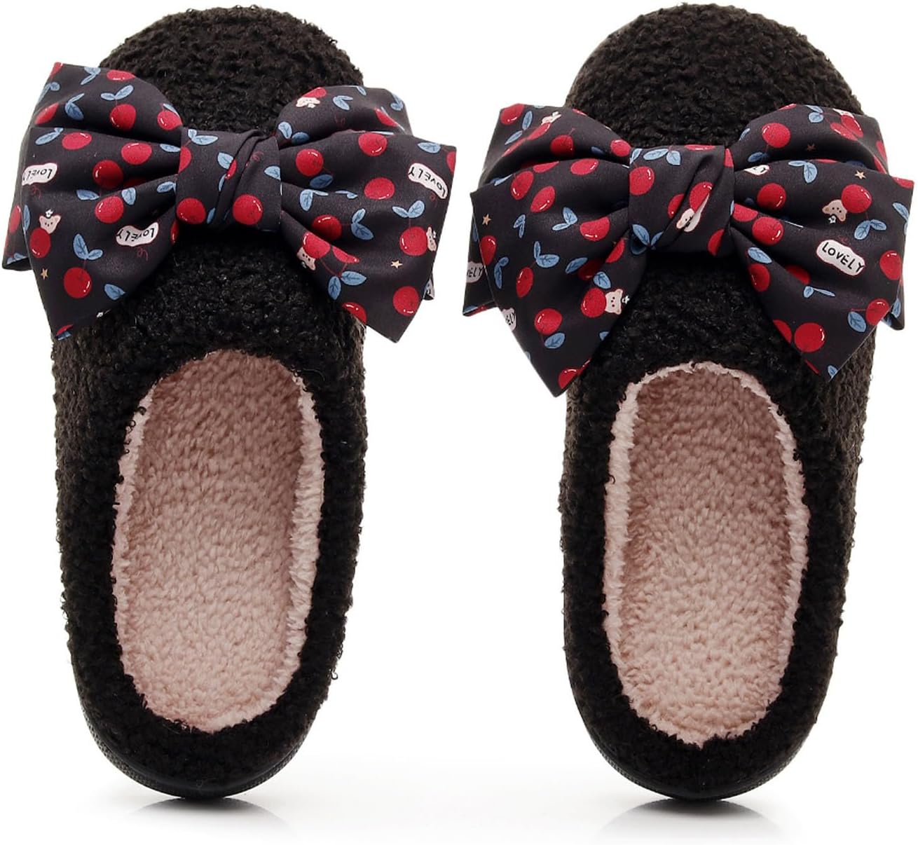 

Женские и мужские тапочки плюшевые теплые домашние тапочки повседневные мягкие шлепанцы для пары из хлопка для улицы и дома спальни Oukisam, черный