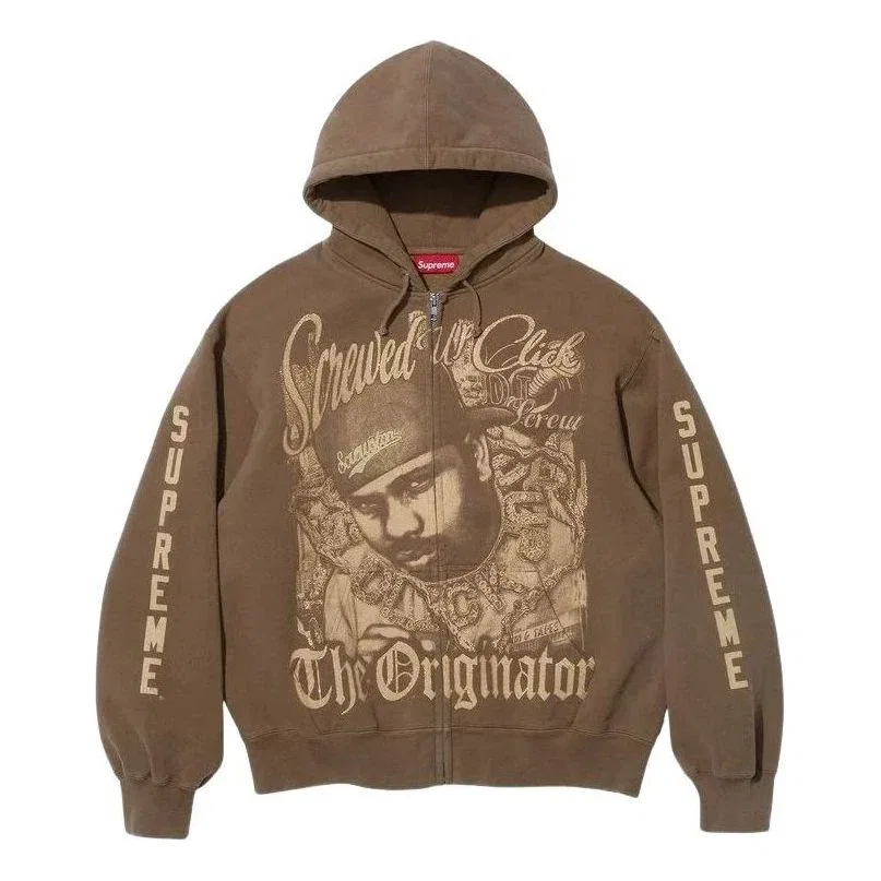 Толстовка Supreme x DJ Screw SS26 на молнии с капюшоном, коричневый