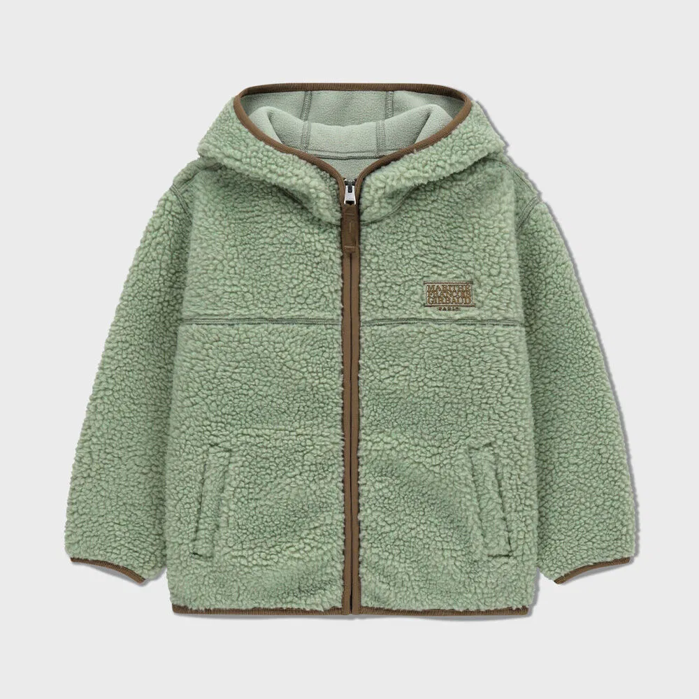 Детская флисовая толстовка на молнии с классическим логотипом мятная от Marithé Kids — фото 2