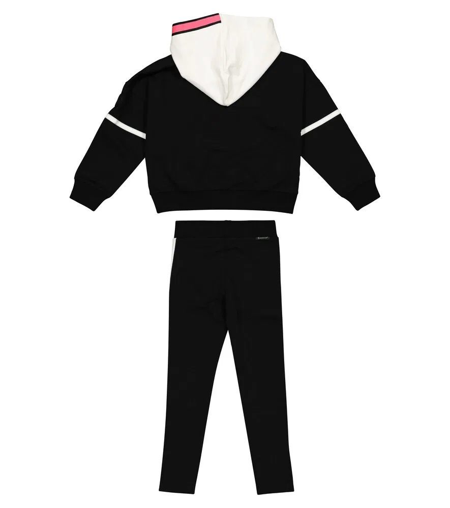 Спортивный костюм из эластичного хлопка Moncler Enfant, черный — фото 4