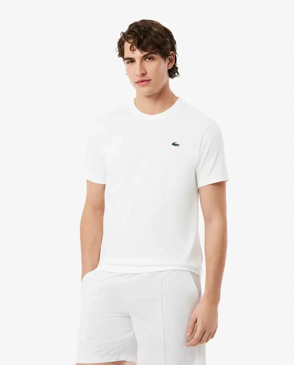 Lacoste Мужская теннисная футболка с принтом Ultra Dry, белая, короткий рукав