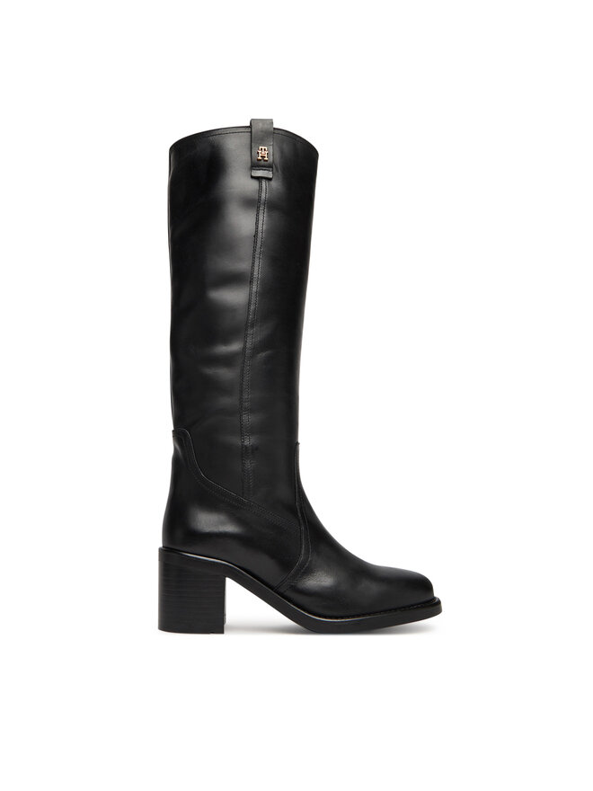 Сапоги Riding Lthr Long Boot Block Heel FW0FW08777 Tommy Hilfiger, черный