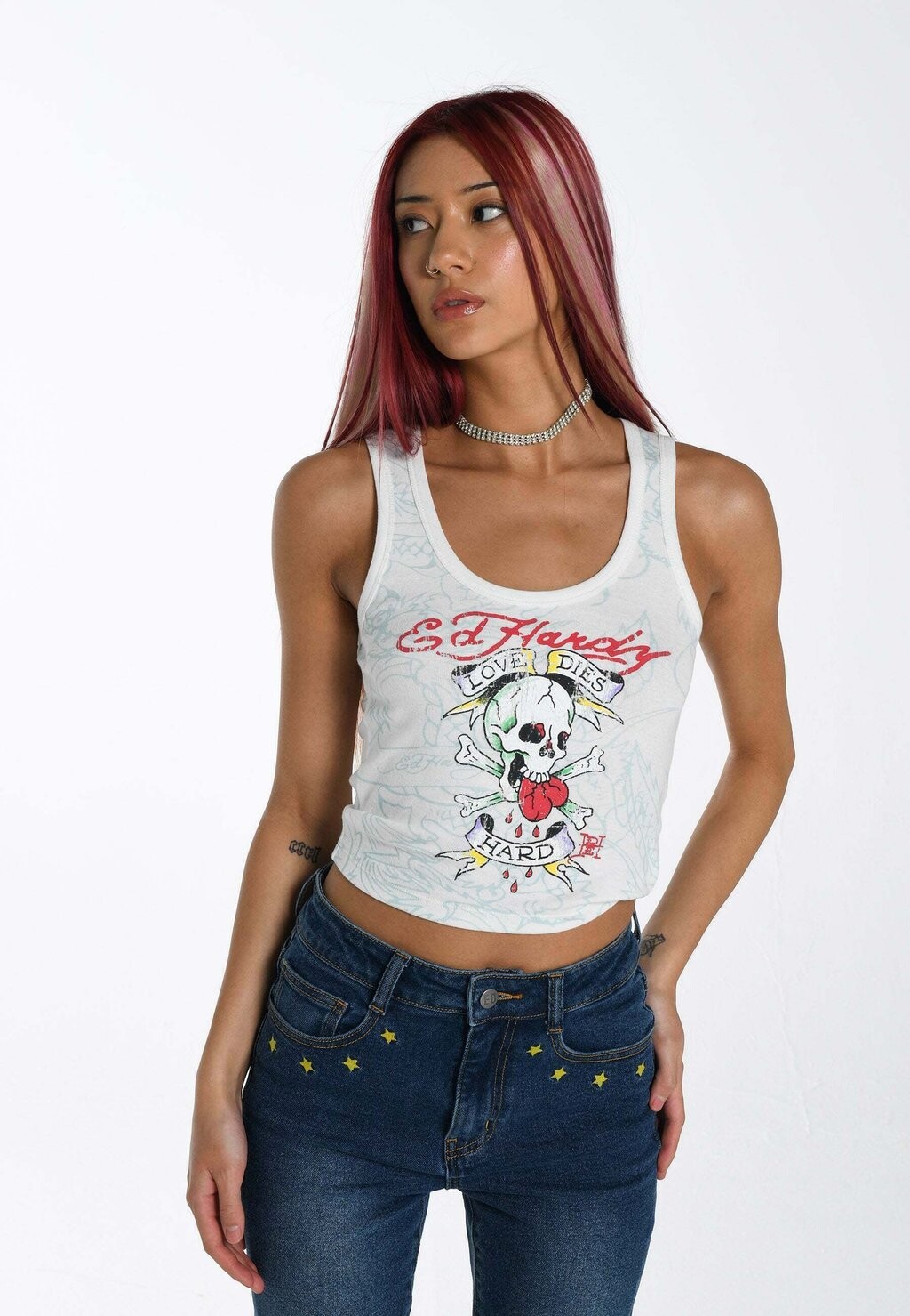 

Топ Love-Dies-Hard Ed Hardy, цвет bright white