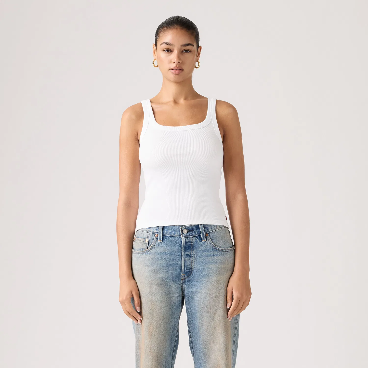 Базовая ребристая майка Levi's, White — фото 2