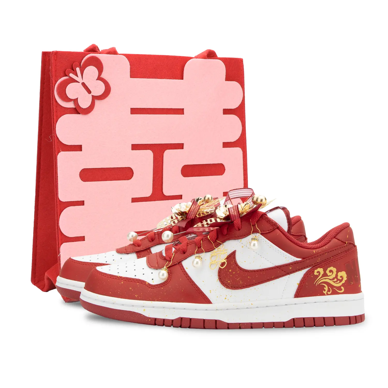 

Nike Big Phoenix Tail, свадебные туфли с амортизацией, износостойкие низкие скейтборд-кроссовки мужские красные золотые