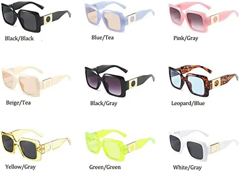 

Солнцезащитные очки 2027 года, крупная оправа, винтажные прямоугольные солнцезащитные очки, женские очки с защитой от УФ-излучения UV400 MTZJH, Pink Gray