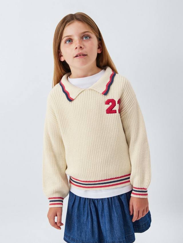 

Детский вязаный свитер Varsity John Lewis, Cream