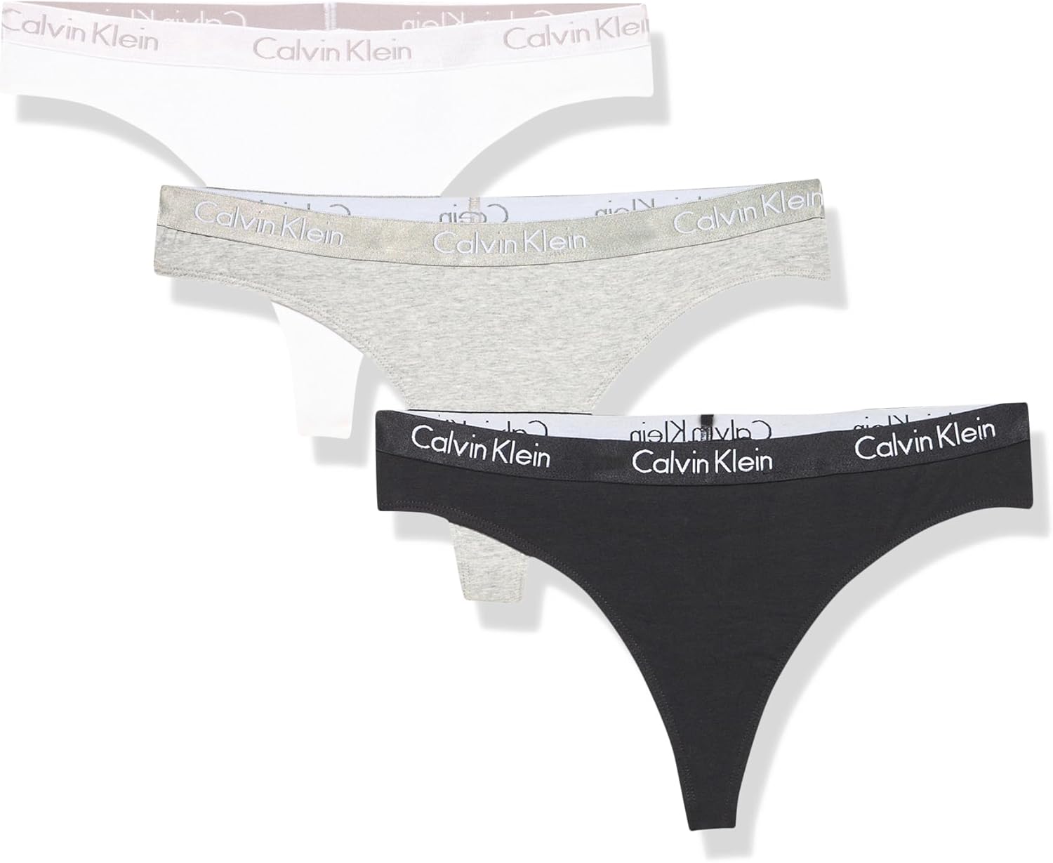 

Женские трусики-стринги Calvin Klein Motive Cotton Multipack, 3 шт., Black W/White Logo / Classic White W/Water Stone Logo / Grey Heather W/White Stone Logo