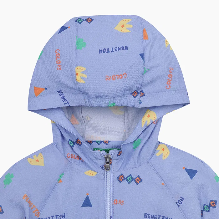 Детская ветровка с мульти-узором, фиолетовая, от Benetton Kids — фото 3