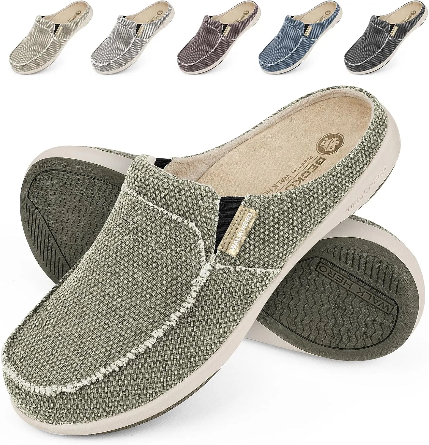 Тапочки с поддержкой стопы, оливковый светлый WALK·HERO COMFORT AND SUPPORT