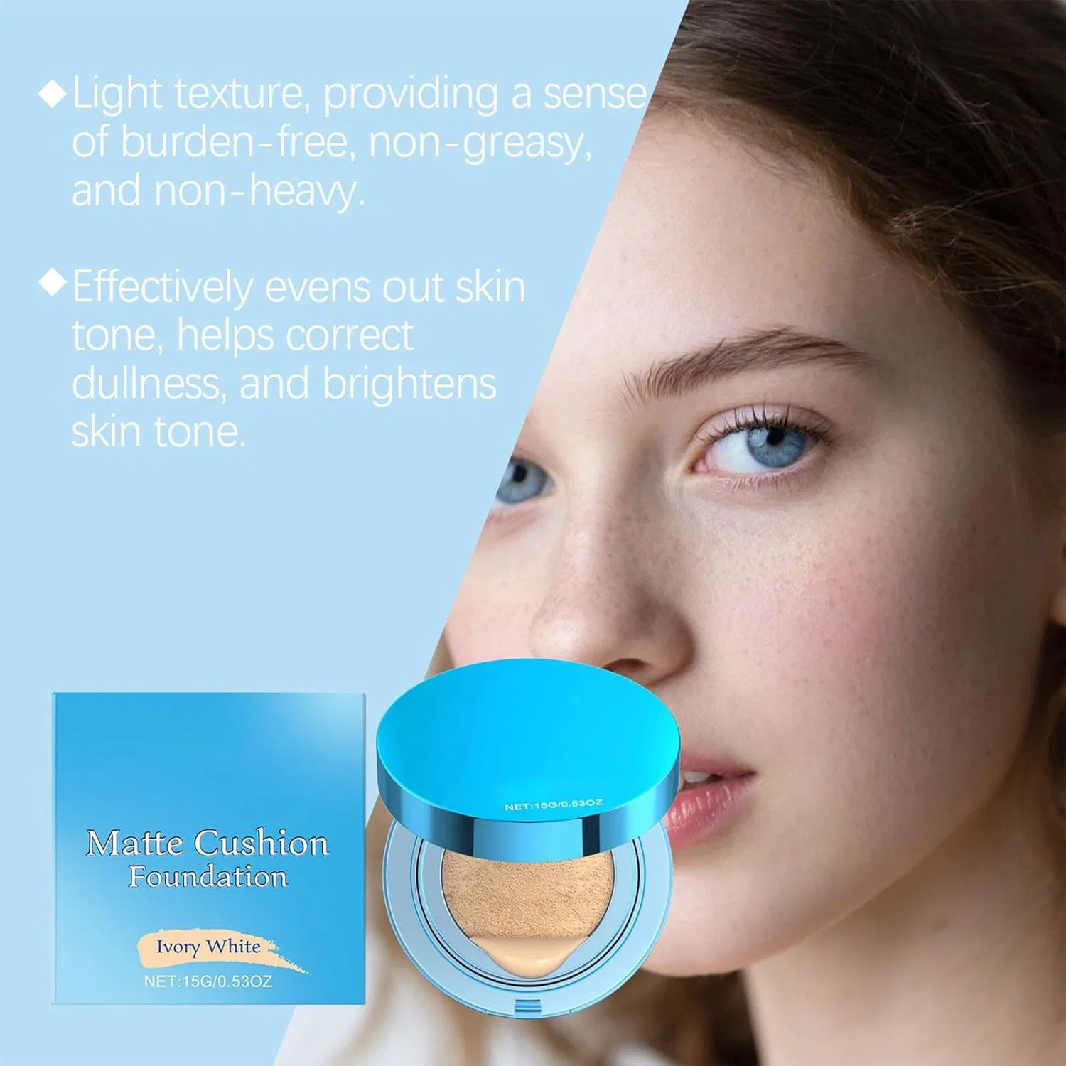 Тональное средство Cushion Makeup, матовое, No Brand, 15 г, цвет слоновая кость — фото 2
