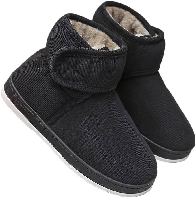 

Зимние мужские ботинки Hhhchpm с меховой подкладкой, теплые укороченные ботинки до щиколотки, подходящие для дома и улицы, с противоскользящей подошвой, удобные короткие ботинки, черный