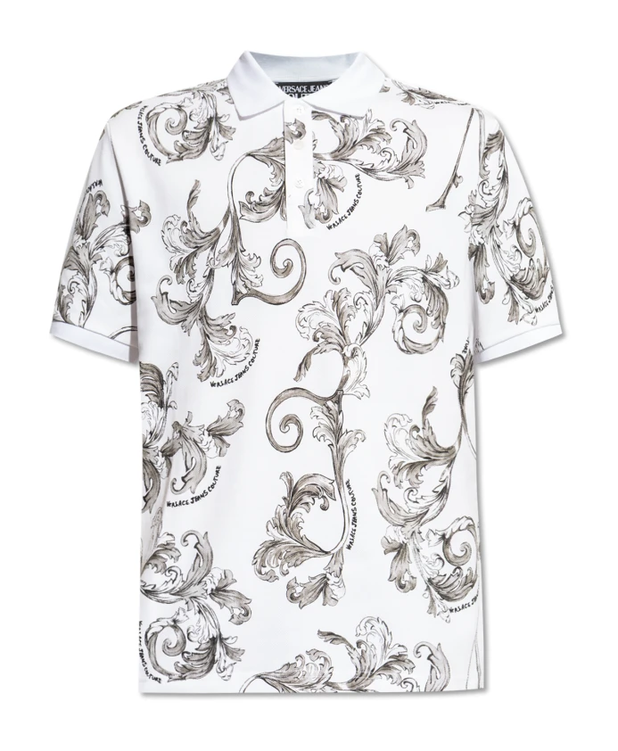 

Рубашка-Поло с принтом в стиле барокко Versace Jeans Couture, белый