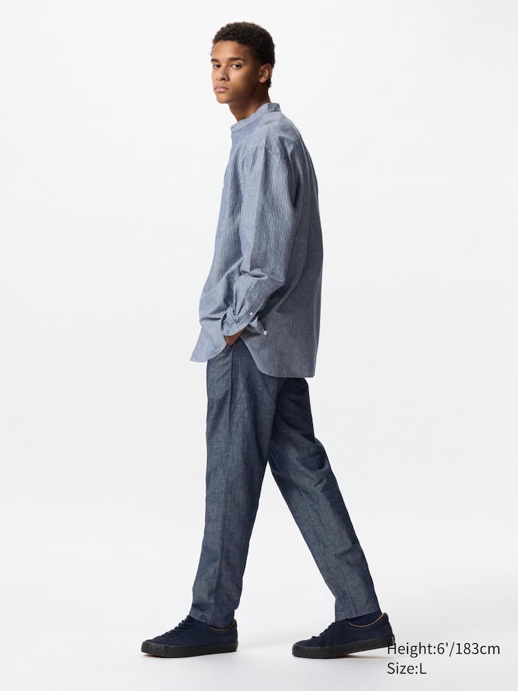 

Свободные брюки из льняной смеси Uniqlo, цвет 68 синий