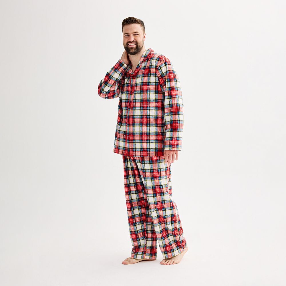 

Комплект из пижамного верха и трусов Big & Tall Jammies For Your Families Jingle Bell Rock Notch Cuddl Duds, цвет Holiday Plaid