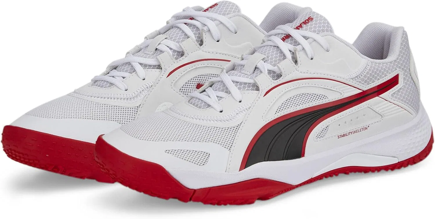 Универсальные кроссовки для игры в помещении Solarstrike II PUMA, Puma White Puma Black High Risk Red