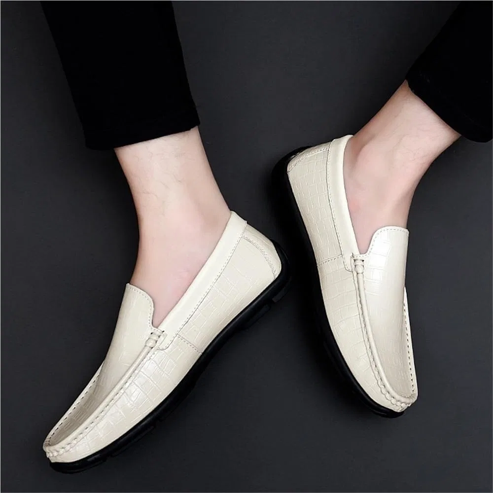 Лоферы кожаные Loafers Elegant Wedding Party Casual Dress Shoes, бежевый DHFIRUFSHLO — фото 3